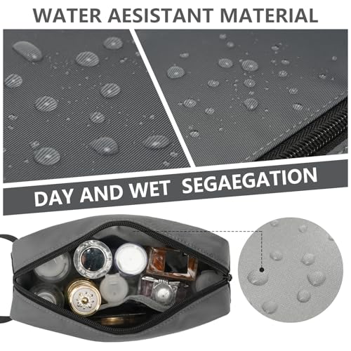 Travel Hanging Toiletry Bag with Carry Handle - Water-Resistant Small Cosmetic Organizer for Men & Women, Makeup, Shaving Kit, Gym & Travel Essentials (Charcoal Gray) - color: Charcoal Gray