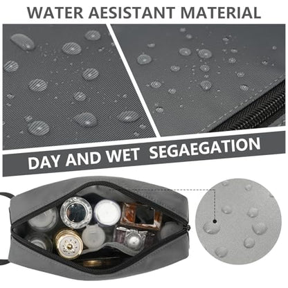Travel Hanging Toiletry Bag with Carry Handle - Water-Resistant Small Cosmetic Organizer for Men & Women, Makeup, Shaving Kit, Gym & Travel Essentials (Charcoal Gray) - color: Charcoal Gray