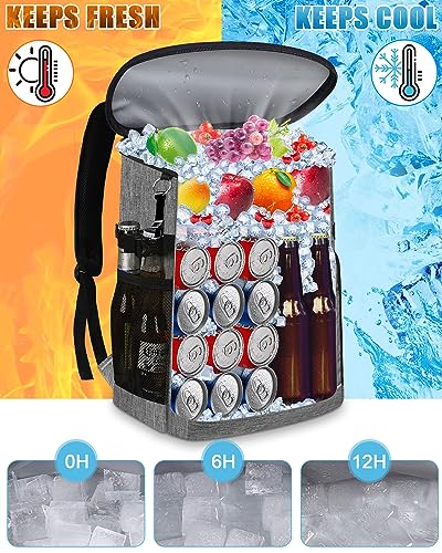 Cooler Backpack Insulated Leakproof Waterproof Backpack Cooler Bag 30/45 Cans, Large Capacity Lightweight Travel Camping Beach Backpack Cooler Ice Chest for Men and Women - color: gray, size: 30 Cans