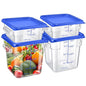 Barydat 4 Pcs Square Food Storage Containers with Lids Measurement Scales, 2qt & 4qt Clear Plastic Stackable Containers for Dough Proofing Baking Kitchen Restaurant and Pantry Organization(Blue) - color: Blue