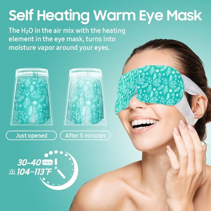 BeHoomi 20 Packs Steam Eye Mask, Heated Eye Mask Warm Compress for Eyes, Disposable Self Heating Steam Mask for Home, Sleep, Spa, Travel Essentials & Relaxation Gifts for Women (Unscented)