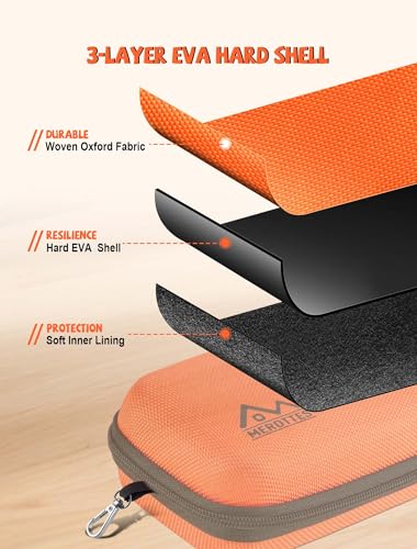 Double Glasses Case Hard Shell, Orange Dual Sunglasses Organizer with Zipper and Cleaning Cloth, Shockproof Travel Eyewear Storage Case for Car