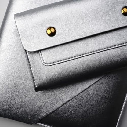 PU Leather Laptop Sleeve Compatible with New 14 inch MacBook Pro A2992 A2918,Old MacBook Pro Air 13, Surface Laptop 7th Gen 13.5, Thinkpad X1 Carbon 14 Set of 4PCS Color Silver - color: Silver, size: 14Inch Laptop