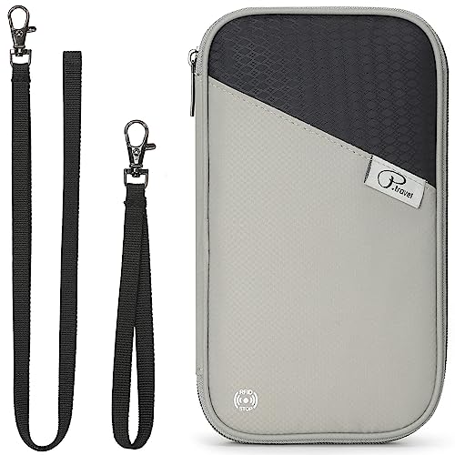 VanFn RFID Travel Passport Wallet, Family Passport Holder, Trip Document Organizer P.Travel Series - color: Grey