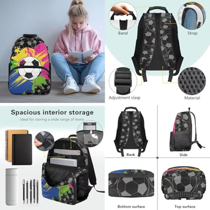 Boys Kids Backpack and Pencil Case Bundle,Football 3pcs Backpacks with Lunch Box for School Camping Hiking, Back to School for Boys, Lightweight School Bookbags - color: Football -2