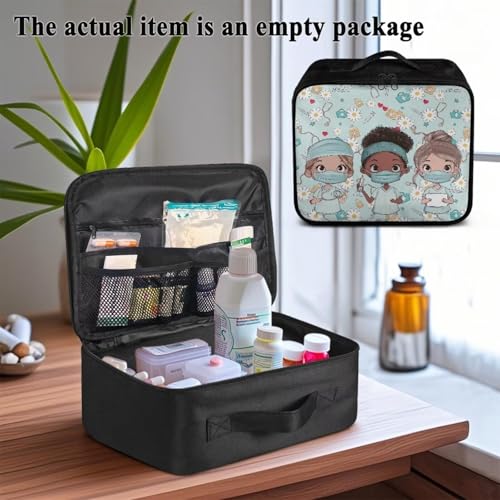 Empty First Aid Bag Nurse Blue Medical Bag Empty Large Capacity for Home Office and Travel Use Lightweight Washable Soft Fabric Organizational Pouch for Emergencies - color: Nurse Blue