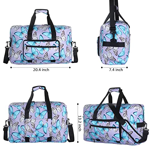 F.FETIVIN Weekender Bag Carry On Travel Duffle Medium Overnight Bag for Women(Butterfly) - color: A-Butterfly