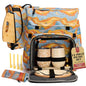 Lax & Daisy Travel Picnic Backpack for 2 Persons - 14 Piece Set Cooler Bags Insulated for Beach, Camping, Hiking & Parks with Blanket, Tumblers, Plates, Gold Cutlery & Cutting Board (Sun Moon Print) - color: Starry Seas