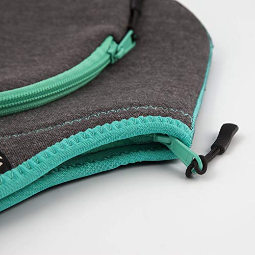 Nordic By Nature Insulated Neoprene Lunch Bag, Soft & Foldable Washable & Reusable Extra-Pocket (L) Dark Grey/Lagoon - color: Dark Gray/Lagoon, size: Large