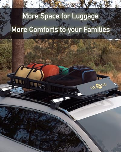 DEXSO 64" x 50" Universal Roof Rack Basket, 200 Lbs Capacity Rooftop Cargo Carrier Basket with Extension Luggage Rack Heavy Duty for SUVs, Trucks, Vehicles - size: 64" x 50"