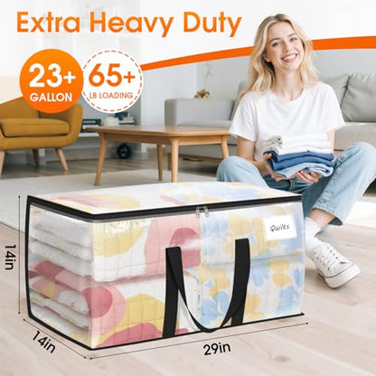 Fab totes Moving Bags Extra Heavy Duty Oversized Clear Storage Bags with Reinforced Handle and Double Zippers,Moving Supplies Totes for Storage Packing Dorm Room Essentials Alternative to Moving Boxes - size: 88L