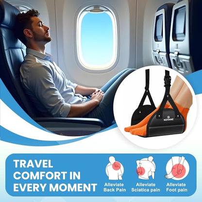Adjustable Foot Hammock for Plane Travel – Airplane Foot Rest for Long Flight – Leg Hammock for Long Travel, Desk Leg Foot Hammock for Office - Airplane Essentials Accessories