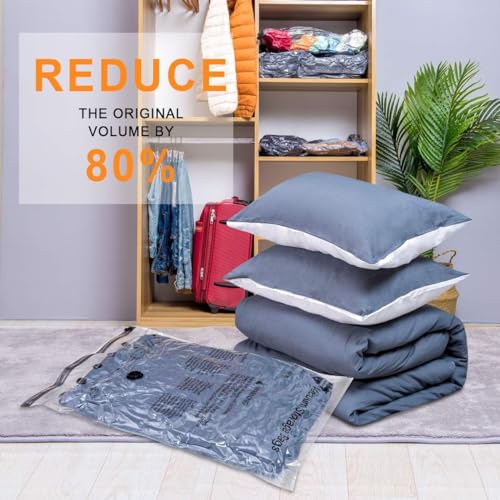 GONGSHI Vacuum Storage Bags, Space Saver Seal Bags For Clothing, Travel Luggage,Blankets, Comforters, Pillows, Clothes Storage.6 Large