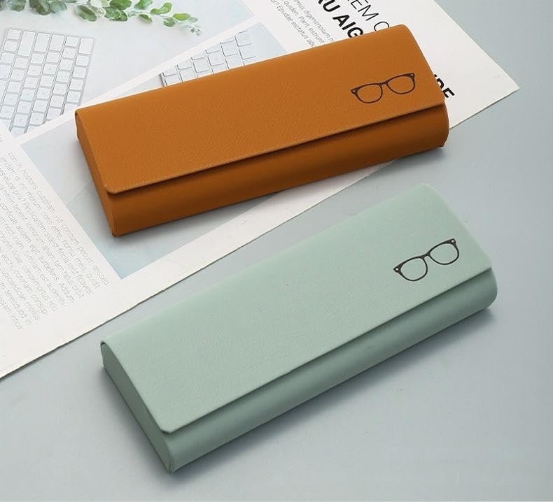 Portable Leather Glasses Case Anti-pressure Glasses Bag Coin Purse Storage Bag Suitable for Men and Women - color: Square Box Brown
