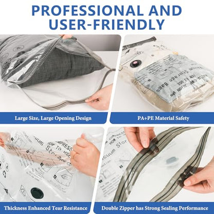 NESCCI Travel Vacuum Bags for Clothing with Rechargeable Wireless air Pump，36 Pack Compression Packing Bags for Luggage Suitcase,Carry-on Size Space Saver vacuum storage bags - size: 36 Combo Size (Blue)