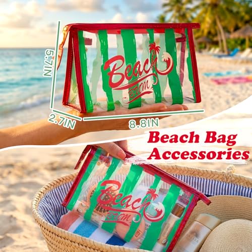 COSHAYSOO Sunscreen Bag Clear Makeup Toiletry Pouch Beach Vacation Essentials for Women Teen Girls Trip Gifts Summer Pool Travel Must Have Accessories Waterproof Stuff - color: Multi-Beach Bum