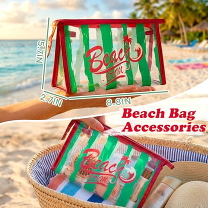 COSHAYSOO Sunscreen Bag Clear Makeup Toiletry Pouch Beach Vacation Essentials for Women Teen Girls Trip Gifts Summer Pool Travel Must Have Accessories Waterproof Stuff - color: Multi-Beach Bum