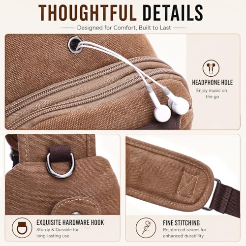 Canvas Sling Bag for Men Crossbody Chest Bag Casual Daypack Rucksack Small Crossbody Backpack with Adjustable Strap - color: Blue