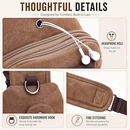 Canvas Sling Bag for Men Crossbody Chest Bag Casual Daypack Rucksack Small Crossbody Backpack with Adjustable Strap - color: Blue