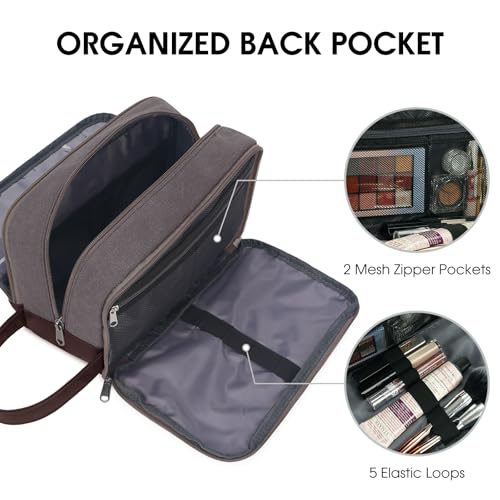 WANDF Travel Toiletry Bag for Men Large Toiletries Shaving Bag Water Resistant Hanging Dopp Kit Travel Accessories Bag for Women Men (Taupe) - color: Taupe