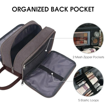 WANDF Travel Toiletry Bag for Men Large Toiletries Shaving Bag Water Resistant Hanging Dopp Kit Travel Accessories Bag for Women Men (Taupe) - color: Taupe