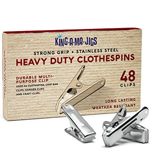 48 Pack - Long Lasting, Stainless Steel Clothespins - Strong Grip - Weather-Resistant, Multipurpose Clip - Use As Clothesline Laundry Clips, Chip Bag Clips, Hanger Clips and Craft Clips (48 Pack) - size: 48 Pack