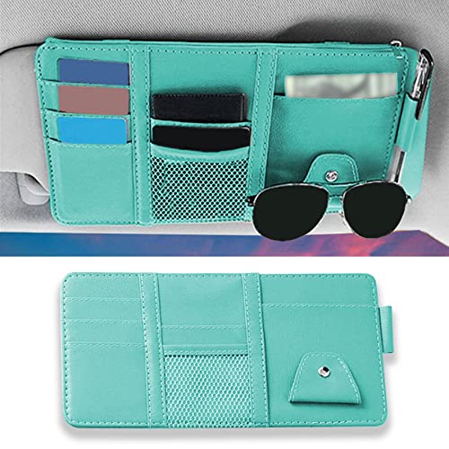 1 Pack Car Sun Visor Organizer, Sunglasses Holder for Car Sun Visor, Auto Interior Accessories Pocket Organizers Can Store for Sunglasses, Documents, Cards, Pen, Drivers License (Blue) - color: Blue