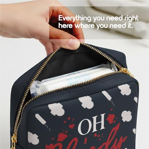Period Pouch – Compact, Stylish, Discreet Period Bag For School with Waterproof Lining Fits Pads & Tampons, Cute Pad Bag for Teens, Travel, School, Girls Period Kit - color: Black