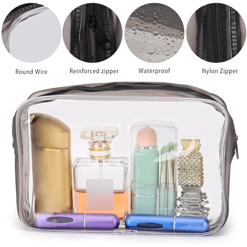 Tbestmax 10 Pcs Clear Cosmetic Bags Makeup Bags Portable Waterproof Travel Toiletry Bags Medium Organizer Matte Black, 7.5"x 4.8"x 2.3" - color: Medium - Matte Black