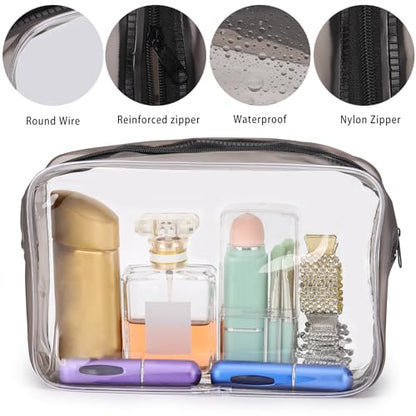 Tbestmax 10 Pcs Clear Cosmetic Bags Makeup Bags Portable Waterproof Travel Toiletry Bags Medium Organizer Matte Black, 7.5"x 4.8"x 2.3" - color: Medium - Matte Black