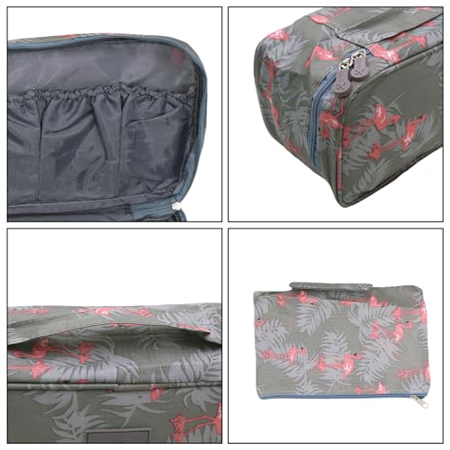 Bra Underwear Storage Bag Portable Multi-Functional Travel Organizers Pouch Case Packing Cube Cosmetic Bag,Grey Flamingo - color: Grey Flamingo
