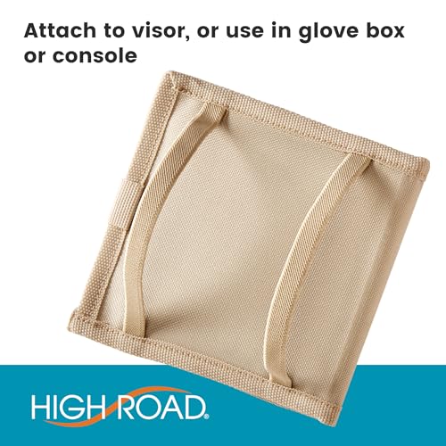 High Road Car Registration and Insurance Card Holder for Sun Visor, Glove Box or Console with 2 Clear Hidden Car Document Pockets and Front Card Pocket - color: Tan
