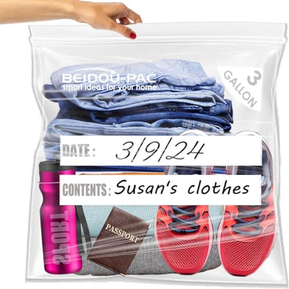 BEIDOU-PAC 3 Gallon Large Plastic Bags with Zipper Top, | 100 Count | 2 Mil | 16" x 18" | Heavy-Duty Reusable Clear Freezer Storage Bags - style: Zip | 3 gal 100 count