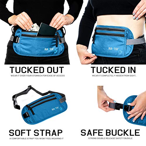 Money Belt For Travel – RFID Blocking Waist Pouch Passport Holder Wallet Belt – Waterproof Hidden Travel Fanny Pack For Men & Women – Secure, Lightweight, Adjustable Strap – Blue - color: blue