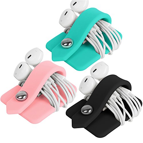Cord Organizer Earbuds Holder Earphone Wrap Earphones Organizer Headset Headphone Earphone Wrap Winder Cord Manager Cable Winder Set of 3 - color: Black+pink+blue