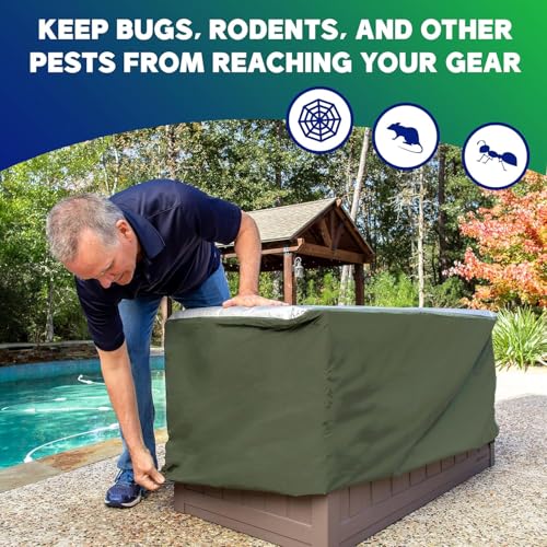 YardStash Deck Box Cover - Heavy Duty, Waterproof Covers for Outdoor Cushion Storage and Large Deck Boxes - Protects from Rain, Wind and Snow - XL - Green
