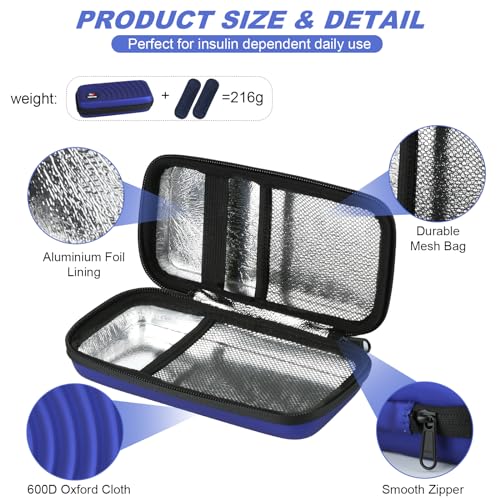 CDBXPRG Insulin Cooler Travel Case,Diabetic Cold Pack Organizer Bag with 2 Reusable Ice Packs for Insulin Pen and Other Medication Diabetic Supplies Purple - color: Purple