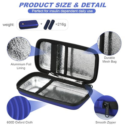 CDBXPRG Insulin Cooler Travel Case,Diabetic Cold Pack Organizer Bag with 2 Reusable Ice Packs for Insulin Pen and Other Medication Diabetic Supplies Purple - color: Purple