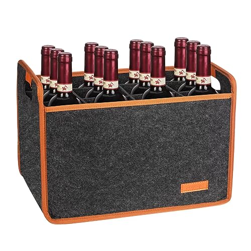 Foyego 12 Bottle Wine Tote Bag, Insulated Thermal Padded Wine Carrier Tote, Reusable Wine Bags for Wine Bottles Travel, Camping and Picnic, Perfect Wine Lover Gift - color: 12 Bottle