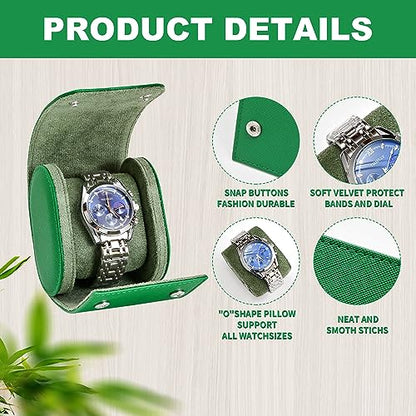 ROSELLE Watch Case for Men and Women with Suede Lining - Watch Roll Travel Case - Storage Organizer and Display (Green Cross-1 Slot) - color: Green-1