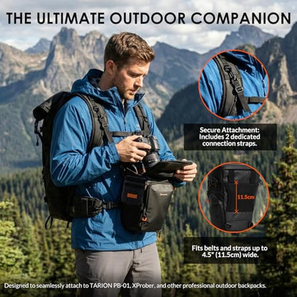 TARION Top Loader Camera Bag - Expandable for DSLR with Attached 70-200mm to 400mm Lens - Waterproof Holster with Shoulder Strap - TriadPack