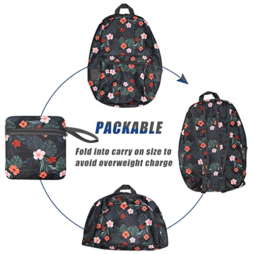 G4Free 20L Small Foldable Ultralight Waterproof Backpack for Camping Hiking Cycling Men Women - color: B-flower Black