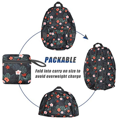 G4Free 20L Small Foldable Ultralight Waterproof Backpack for Camping Hiking Cycling Men Women - color: B-flower Black