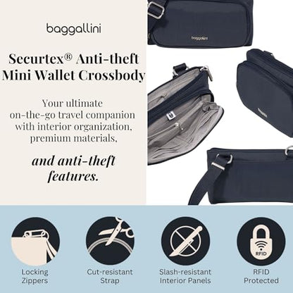 Baggallini Classic Anti-Theft Mini Wallet Crossbody - color: French Navy