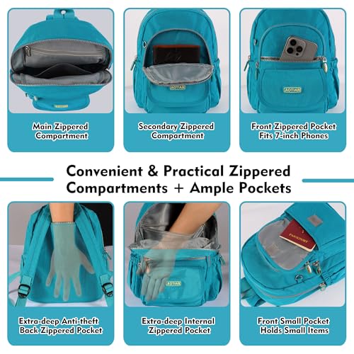 AOTIAN Mini Nylon Women Backpacks Casual Lightweight Small Daypack for Girls - color: Mini Wake Blue