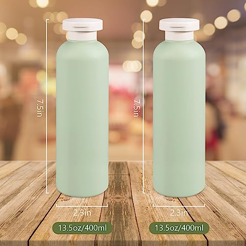 13.5oz Squeeze Bottles with Flip Cap, Refillable Plastic Travel Bottles for Creams, Lotion, Shampoo, Conditioner (2 Pcs) - color: Green, size: 400ml/13.5 oz