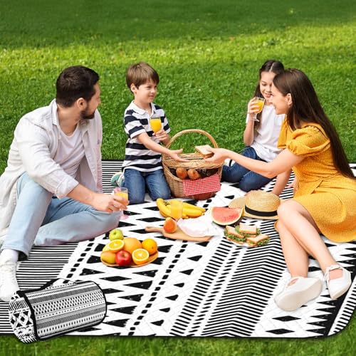 Waterproof Picnic Outdoor Blanket, 79" x 59" Sandproof Foldable Large Picnic Blanket for Beach, Camping, Park, Travel, Concert, Great Gift for Families and Couples (Simple Lines) - color: Simple Lines 01