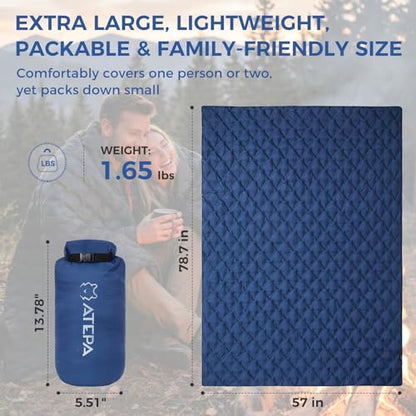 ATEPA Wearable Sleeping Bag Blanket Poncho, Recycled Water-Resistant Camping Poncho, Stadium Blanket for Outdoor Sports - color: Aero Camping Blanket Blue