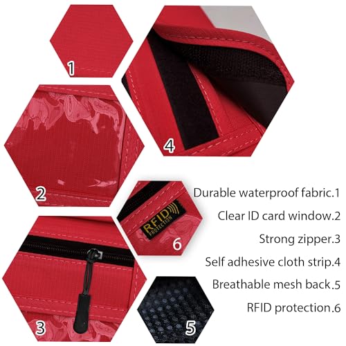 RFID Blocking Travel Neck Wallet Pouch and Passport Holder, Travel Neck Pouch Passport Holder for Women & Men - Red - color: Red