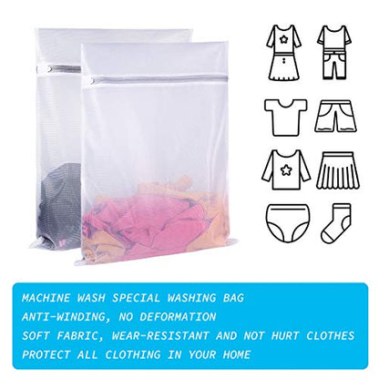 SUERIV Mesh Wash Bag for Washing Machine-Supper Zipper Net Laundry Bag for Travel,Lingerie,Sweater,Garment,Undergarment,Pack of 2 (20 Inch X 24 Inch)